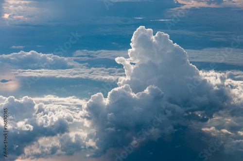 Cumulonimbus cloud bird eye view in the morning over the Andaman