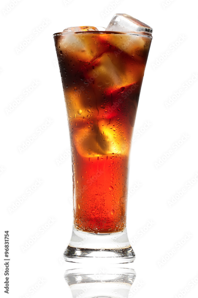 Glass of cola on the white background Glass of cola on the white background