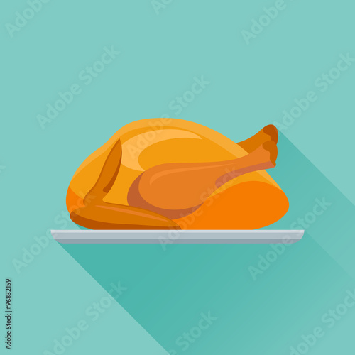 Fried chicken or turkey flat icon