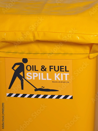 Labeled bright yellow industrial emergency spill kit, Australia 2015
