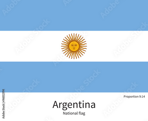 National flag of Argentina with correct proportions, element, colors