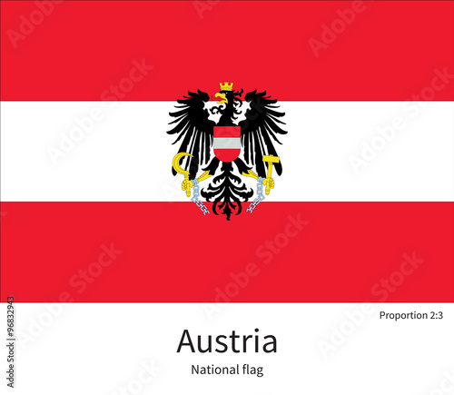 National flag of Austria with correct proportions, element, colors