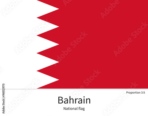 National flag of Bahrain with correct proportions, element, colors