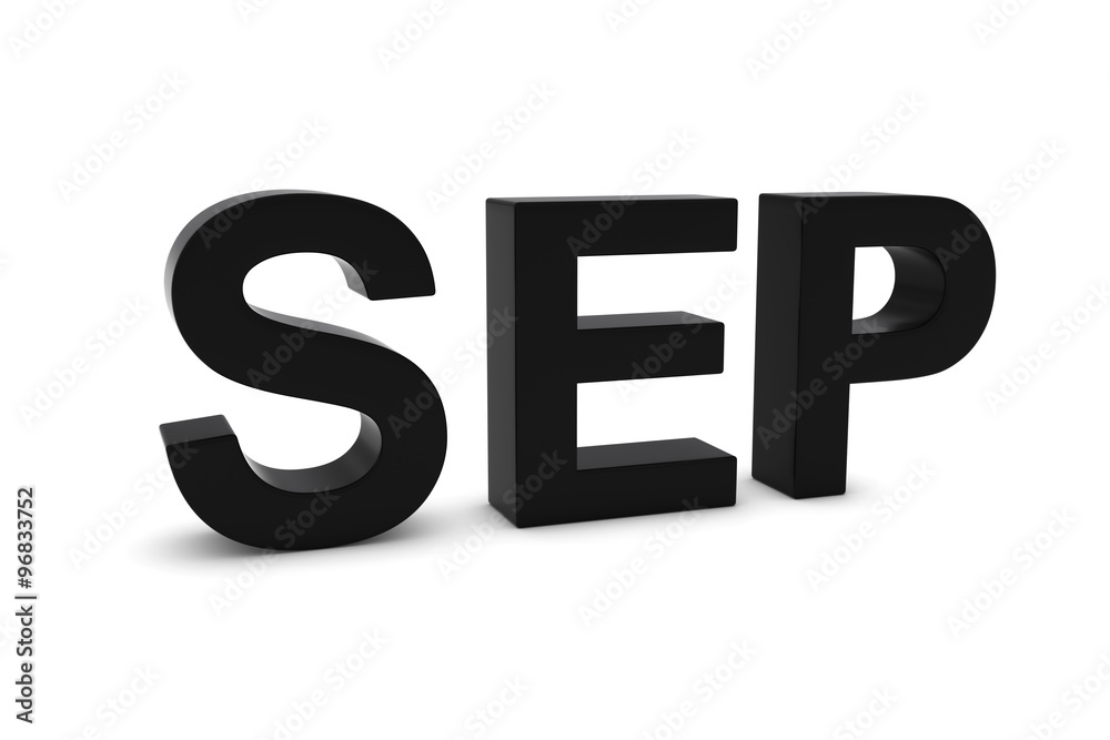SEP Black 3D Text - September Month Abbreviation on White SEP Black 3D Text - September Month Abbreviation on White