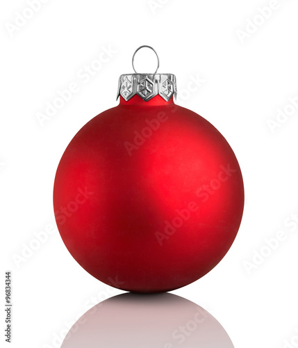 Red christmas ball isolated on white background