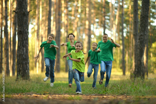 Friendly family running 