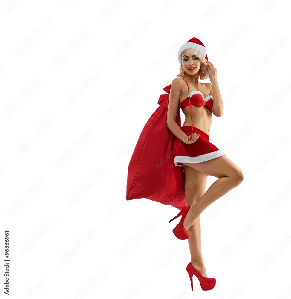 Beautiful, charming blonde dressed as the Snow Maiden, holding t Beautiful, charming blonde dressed as the Snow Maiden, holding t