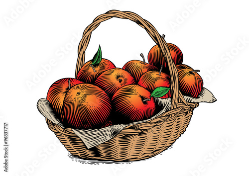 Apple in the wicker basket
