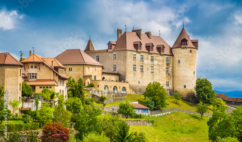 Obraz na płótnie Medieval town of Gruyeres, Fribourg, Switzerland w salonie