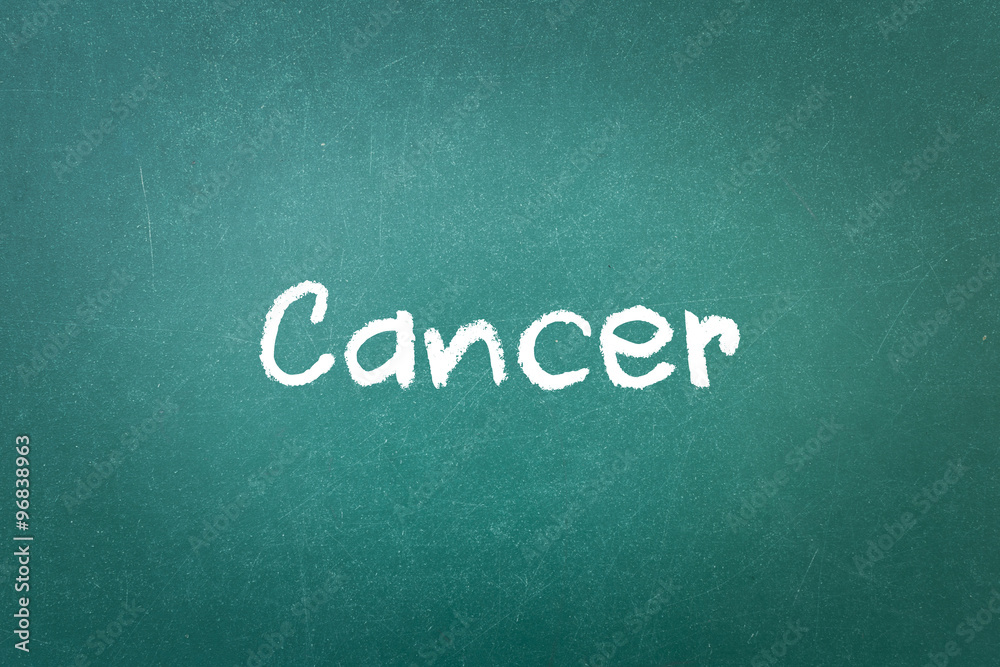 Green blackboard wall texture with a word Cancer Green blackboard wall texture with a word Cancer