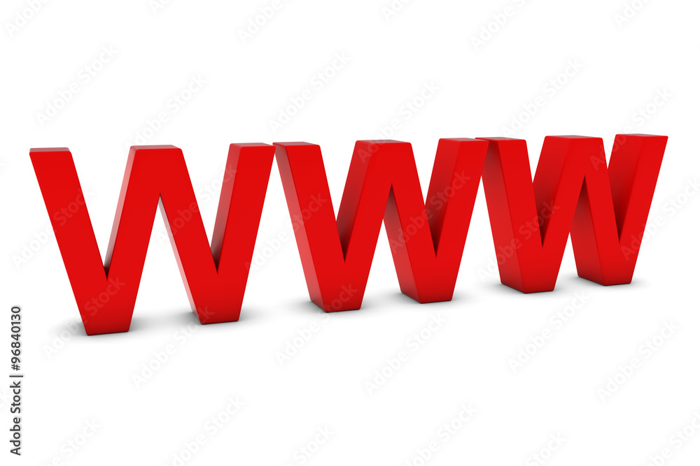 WWW Red 3D Text Isolated on White with Shadows WWW Red 3D Text Isolated on White with Shadows