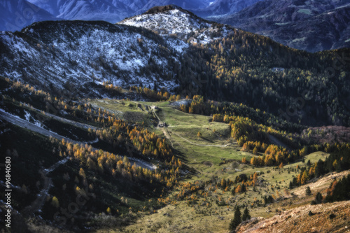 Obraz na płótnie Autunno sulle Alpi Carniche. Monte Zoncolan w salonie