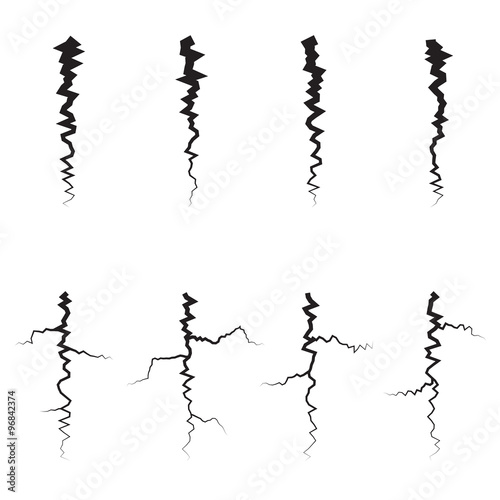 Earth Crack vector set. Crack Silhouettes Isolated set.
