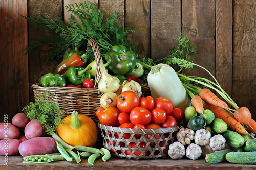 Fresh vegetables in basket. Food.