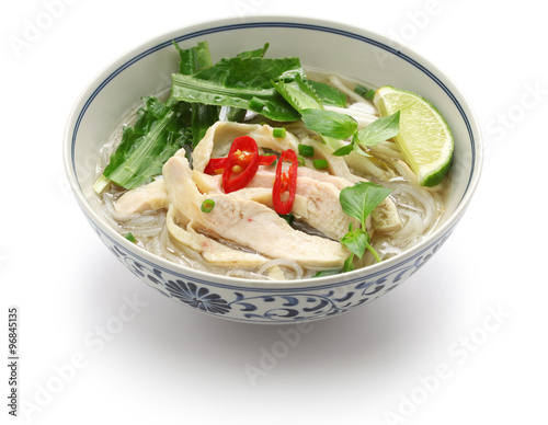 pho ga, vietnamese chicken rice noodle soup photo