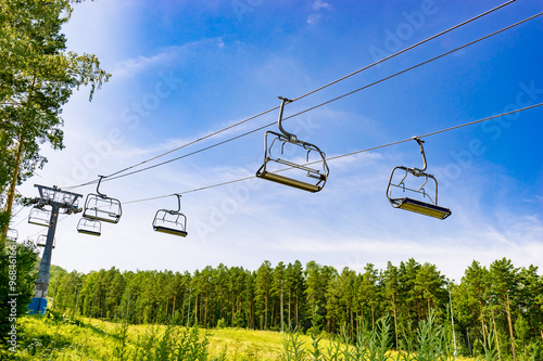 Empty funicular at summer