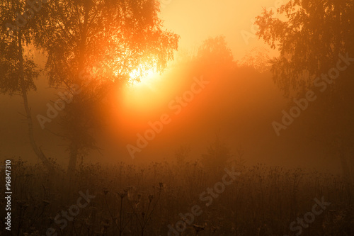 Sunrise. Nara River. Russia
