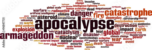 Apocalypse word cloud concept. Vector illustration
