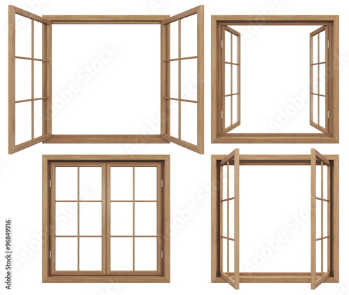 Collection of isolated wodden windows