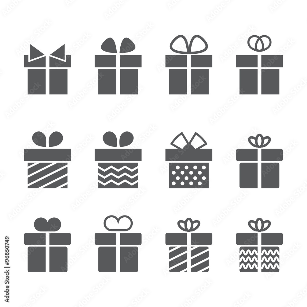 Gift box icons on white background