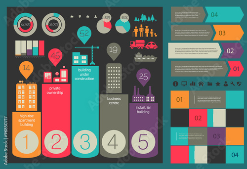 Flat eco city infographics template