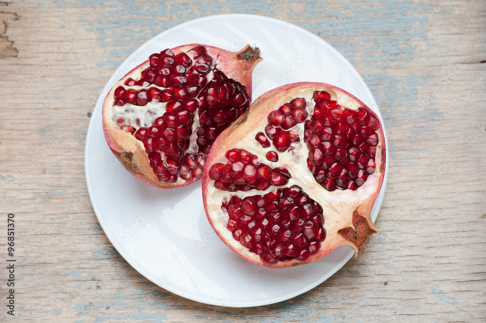 pomegranate on the table pomegranate on the table