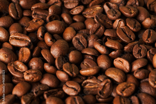 Brown coffee beans closeup