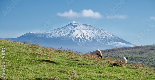 Fototapeta Naklejka Na Ścianę i Meble -  Etna Volcano From Nebrodi Park, Sicily