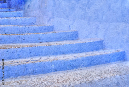 Blue stairs in Chefchaouen, Morocco photo