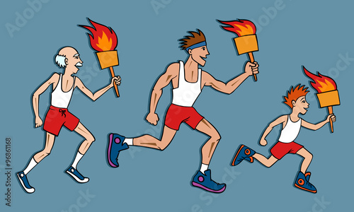Three Generations Participating in Torch Relay
