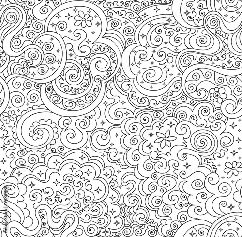 Abstract vector seamless pattern with stars, lines and patterns. Endless decorative texture