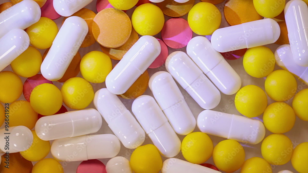 Close up of many different spinning drugs Close up of many different spinning drugs