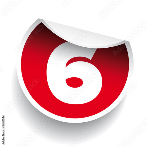 Free Download Number six sticker vector label red - GFXLoad