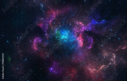 Fotografiet Blue and pink nebula