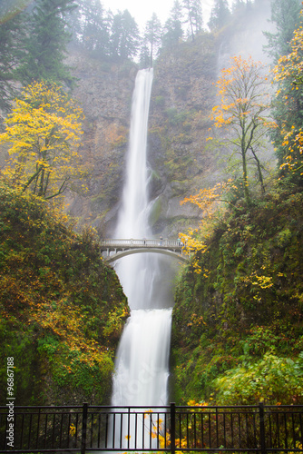 Multnomah Falls, the best known waterfall at Columbia River Gorge in the Pacific Northwest photo