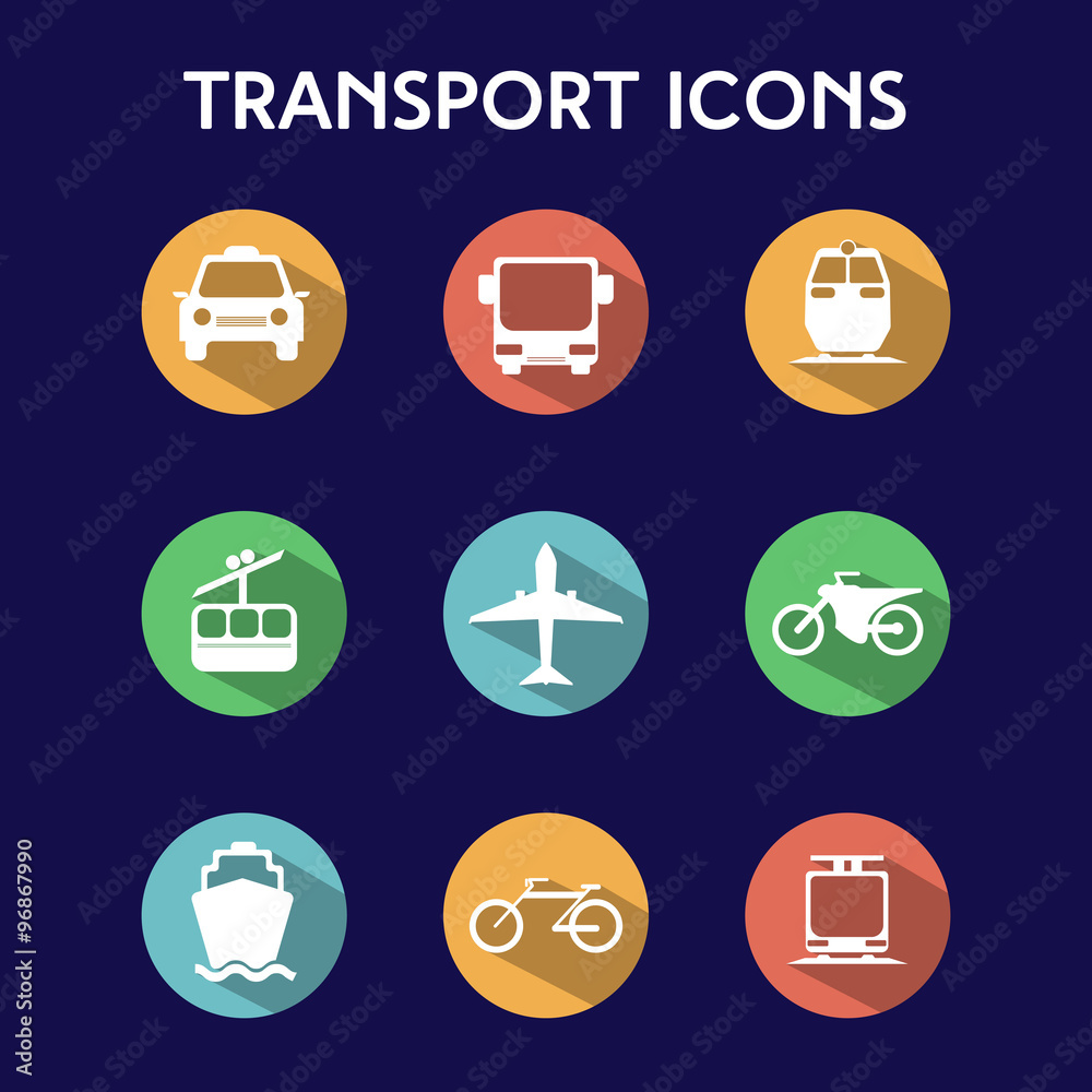 Transportation Big Colorful Icon Set