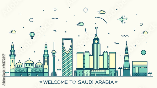 Skyline Saudi Arabia Trendy vector linear style