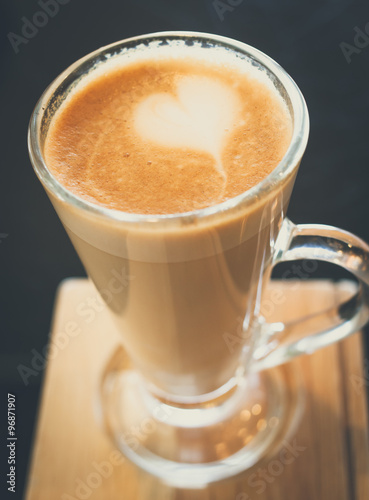 heart on latte coffee