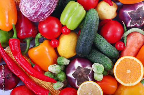 Wallpaper Mural Fresh fruits and vegetables isolated on white Torontodigital.ca