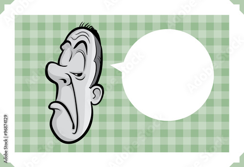 Greeting card with arrogant man face - place your custom text