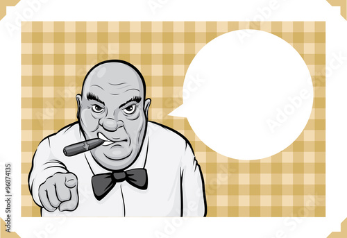 Greeting card with boss with a cigar - place your custom text