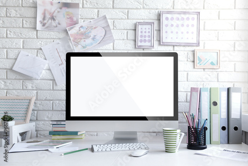 Modern workplace with compu...