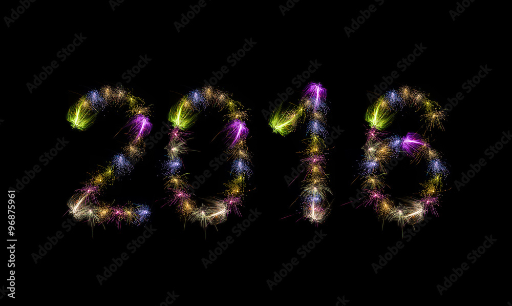 2016 Colorful Fireworks Text