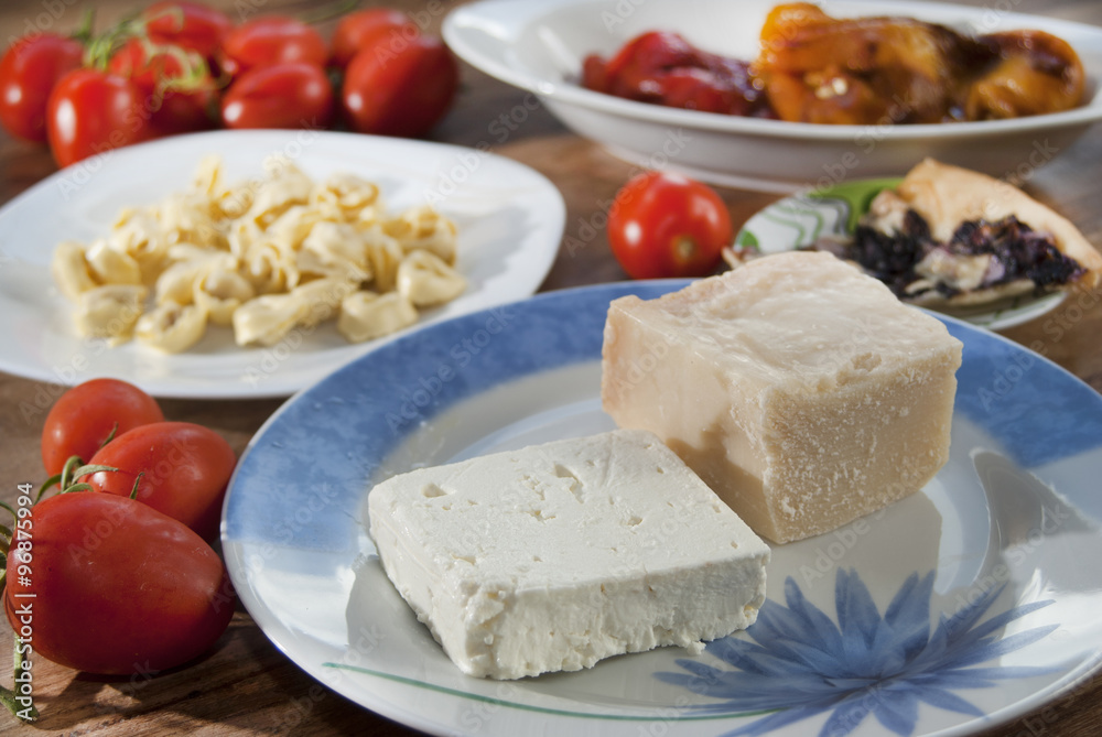 parmesan and feta cheese