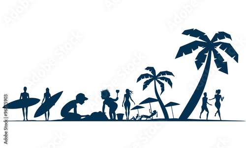 holiday at the sea and silhouette of people