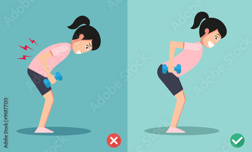 wrong and right lifting weight posture