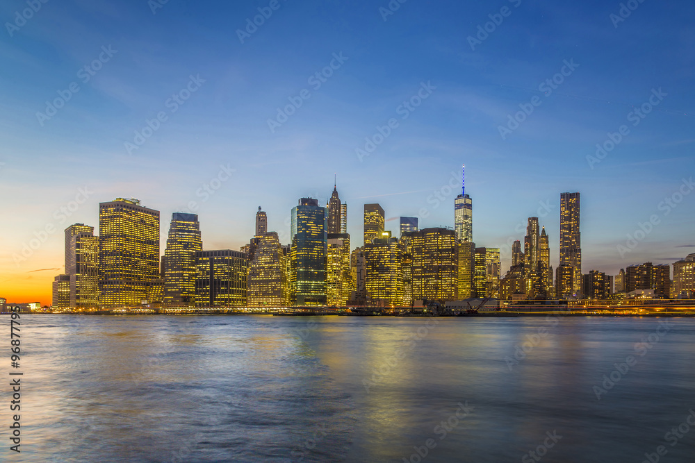 Manhattan waterfront at night