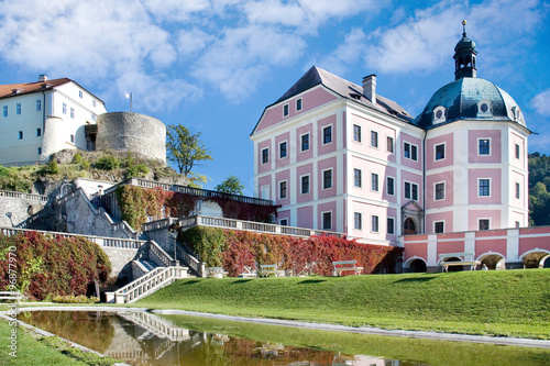 gothic castle and baroque chateau (national cultural landmark) in Becov nad Teplou, Karlovy Vary region, West Bohemia, Czech republic. photo