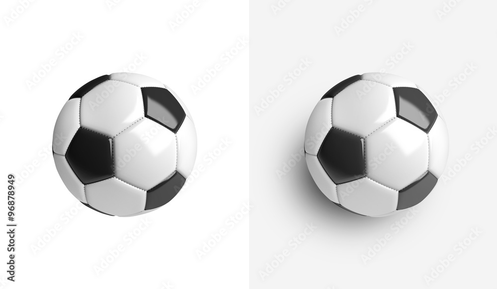 Fototapeta premium A soccer ball isolated on a white background. With shadow and without shadow. 