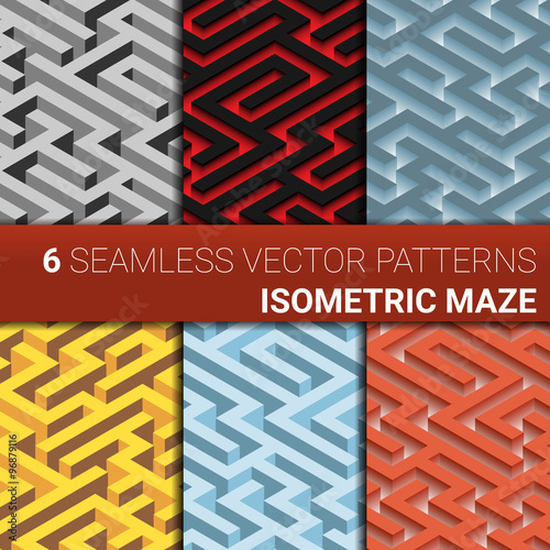 Set of six variants of maze,  labyrinth - endless